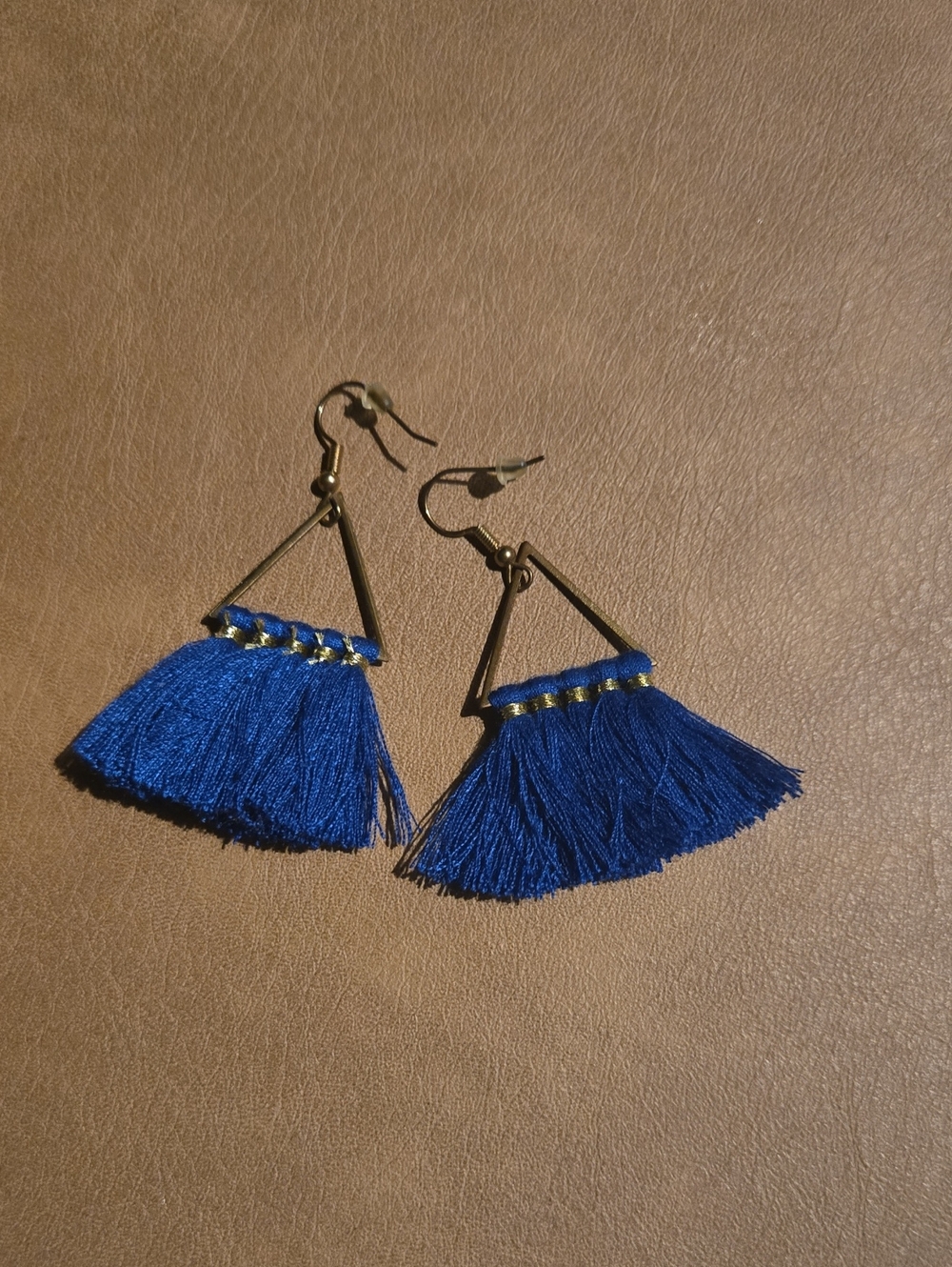 Blue Tassel Triangle Drop Earrings - Fashion Jewelry